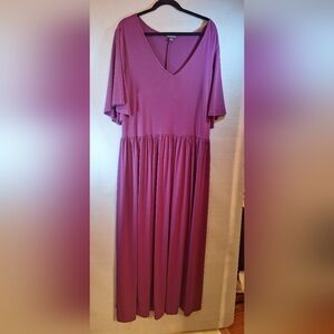 Roaman's Purple Maxi Dress 22-24W~ tall girl friendly 60" from shoulder
